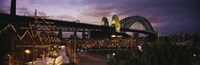 Bridge lit up at night, Sydney Harbor Bridge, Sydney, New South Wales, Australia Fine Art Print