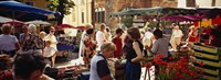 Group of people in a street market, Ceret, France Fine Art Print