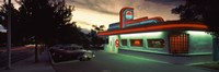 Restaurant lit up at dusk, Route 66, Albuquerque, Bernalillo County, New Mexico, USA Fine Art Print