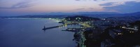 Aerial view of a coastline at dusk, Nice, France Fine Art Print