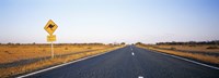 Kangaroo Road Warning Sign, Outback Highway, Australia Fine Art Print
