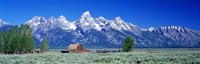Barn On Plain Before Mountains, Grand Teton National Park, Wyoming, USA Fine Art Print