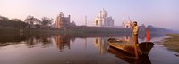 Reflection of a mausoleum in a river, Taj Mahal, Yamuna River, Agra, Uttar Pradesh, India by Panoramic Images - 27" x 9"