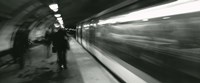 Subway train passing through a subway station, London, England by Panoramic Images - 27" x 9"