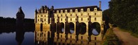 Water In Front Of The Building, Loire Valley, Chenonceaux, France Fine Art Print
