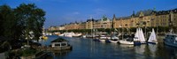 Boats In A River, Stockholm, Sweden Fine Art Print