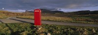 Telephone Booth In A Landscape, Isle Of Skye, Highlands, Scotland, United Kingdom Fine Art Print