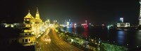 Buildings Lit Up At Night, The Bund, Shanghai, China Fine Art Print