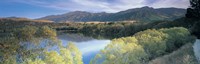 Reflection of mountains in water, Lake Hayes, South Island New Zealand, New Zealand Fine Art Print