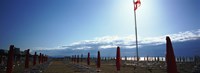 Beach umbrella and beach chairs on the beach, Lignano Sabbiadoro, Italy Fine Art Print
