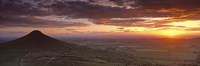 Silhouette Of A Hill At Sunset, Roseberry Topping, North Yorkshire, Cleveland, England, United Kingdom Fine Art Print