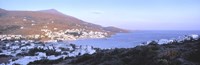 High angle view of buildings on the waterfront, Batsi, Andros Island, Cyclades Islands, Greece Fine Art Print