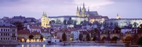 Castle lit up at dusk, Hradcany Castle, Prague, Czech Republic Fine Art Print