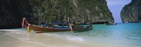 Longtail boats moored on the beach, Ton Sai Beach, Ko Phi Phi Don, Phi Phi Islands, Thailand Fine Art Print