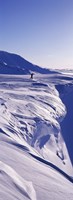 Person walking on a snow covered mountain, Snaefellsnes Peninsula, Iceland Fine Art Print