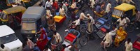 High angle view of traffic on the street, Old Delhi, Delhi, India Fine Art Print