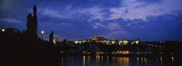 Buildings lit up at night, Prague, Czech Republic Fine Art Print