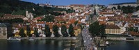 High angle view of tourists on a bridge, Charles Bridge, Vltava River, Prague, Czech Republic Fine Art Print