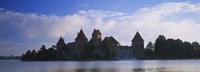 Buildings at the waterfront, Trakai Island Castle, Lake Galve, Vilnius, Trakai, Lithuania Fine Art Print