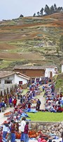 Group of people in a market, Chinchero Market, Andes Mountains, Urubamba Valley, Cuzco, Peru Fine Art Print