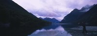 Mountains overlooking a lake, Fiordlands National Park, Southland, South Island, New Zealand Fine Art Print