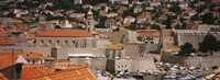 High angle view of a town, Old port, Dominican Monastery to the left, Dubrovnik, Croatia Fine Art Print