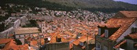 High angle view of a city as seen from Southwest side of city wall, Dubrovnik, Croatia Fine Art Print