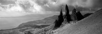 Rock formations on hill in black and white, Isle of Skye, Scotland by Panoramic Images - 27" x 9"
