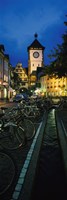 Bicycles parked along a stream near a road, Freiburg, Baden-Wurttemberg, Germany Fine Art Print