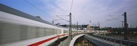 Silver Train on railroad tracks, Central Station, Berlin, Germany Fine Art Print