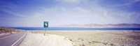Road sign at the roadside, Nevada State Route 446, Pyramid Lake, Nevada, USA Fine Art Print