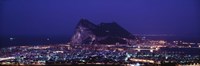 High angle view of a city lit up at night, Rock Of Gibraltar, Andalusia, Spain Fine Art Print