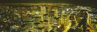 High angle view of a city lit up at night, View from CN Tower, Toronto, Ontario, Canada Fine Art Print
