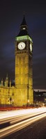 Clock tower lit up at night, Big Ben, Houses of Parliament, Palace of Westminster, City Of Westminster, London, England Fine Art Print