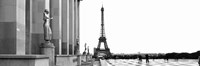 Statues at a palace with a tower in the background, Eiffel Tower, Place Du Trocadero, Paris, Ile-De-France, France by Panoramic Images - 27" x 9"