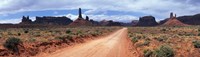 Dirt road through desert landscape with sandstone formations, Utah. Fine Art Print