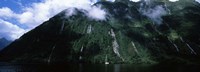 Low angle view of a mountain, Milford Sound, Fiordland, South Island, New Zealand Fine Art Print