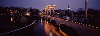 Bridge lit up at night, Magere Brug, Amsterdam, Netherlands Fine Art Print