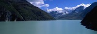 Mountain at the lakeside, Grande Dixence Dam, Valais Canton, Switzerland Fine Art Print