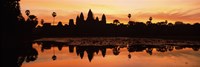 Silhouette of a temple, Angkor Wat, Angkor, Cambodia Fine Art Print