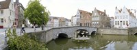 Bridge across a channel, Bruges, West Flanders, Belgium Fine Art Print