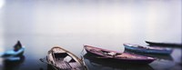 Row boats in a river, Ganges River, Varanasi, Uttar Pradesh, India Fine Art Print