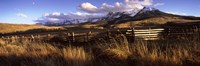 Fence with mountains in the background, Colorado Fine Art Print