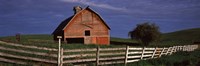 Old barn with a fence in a field, Palouse, Whitman County, Washington State, USA Fine Art Print