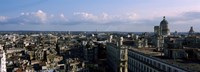 High angle view of a city, Old Havana, Havana, Cuba (Blue Sky with Clouds) Fine Art Print