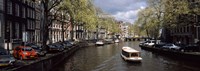 Close up of Boats in a canal, Amsterdam, Netherlands Fine Art Print