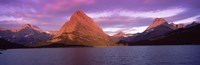 Lake with mountains at dusk, Swiftcurrent Lake, Many Glacier, US Glacier National Park, Montana, USA Fine Art Print