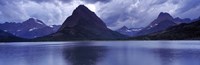 Reflection of mountains in a lake, Swiftcurrent Lake, Many Glacier, US Glacier National Park, Montana (Blue) Fine Art Print