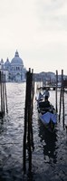 Gondolier in a gondola with a cathedral in the background, Santa Maria Della Salute, Venice, Veneto, Italy Fine Art Print