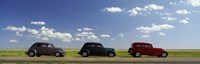 Three Hot Rods moving on a highway, Route 66, USA Fine Art Print